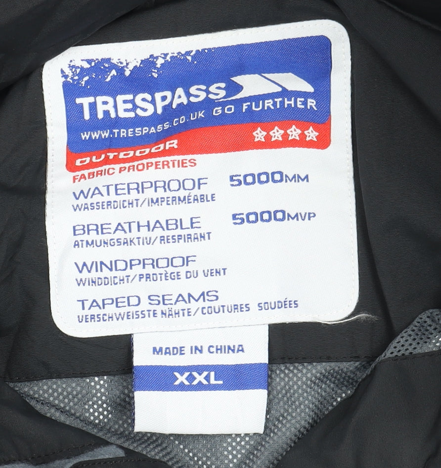 Trespass Men’s Black Hooded Raincoat 2XL Outdoor Jacket