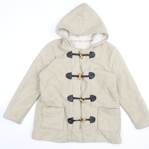 Damart Women's Beige Toggle Hooded Coat Size 14