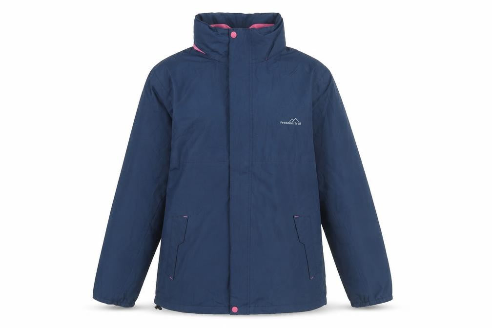 Front view of Freedom Trail Women's Blue Rain Coat Jacket, size 4