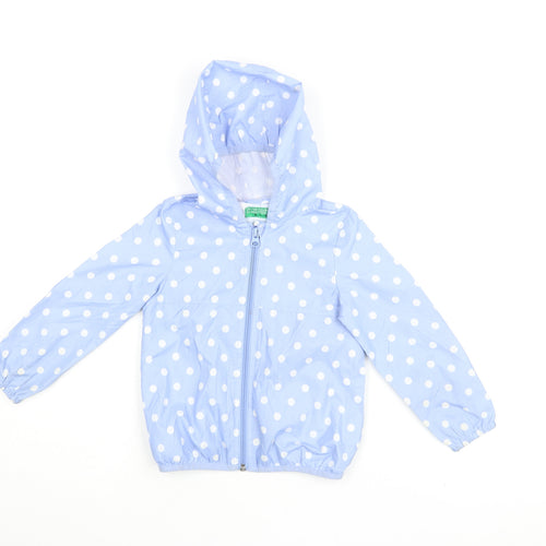 Benetton Girls Blue Polka Dot Windbreaker Jacket 3-4 Years