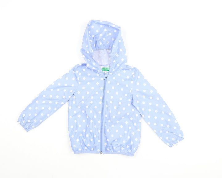 Benetton Girls Blue Polka Dot Windbreaker Jacket 3-4 Years