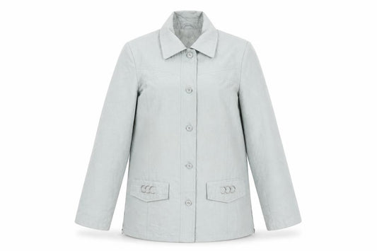 Front view of First Avenue Women’s Green Mid-Length Jacket, size UK 10