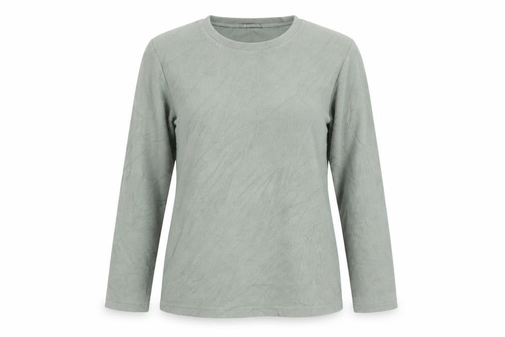 Front view of Hawkshead Women's Green Basic T-Shirt, M, Long Sleeve, Crew Neck
