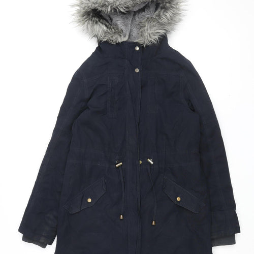 Oasis Women's Black Parka with Fur Trim XS