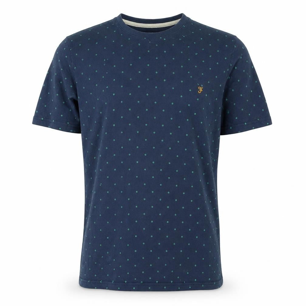 Front view of Farah Men's Blue Polka Dot T-Shirt M