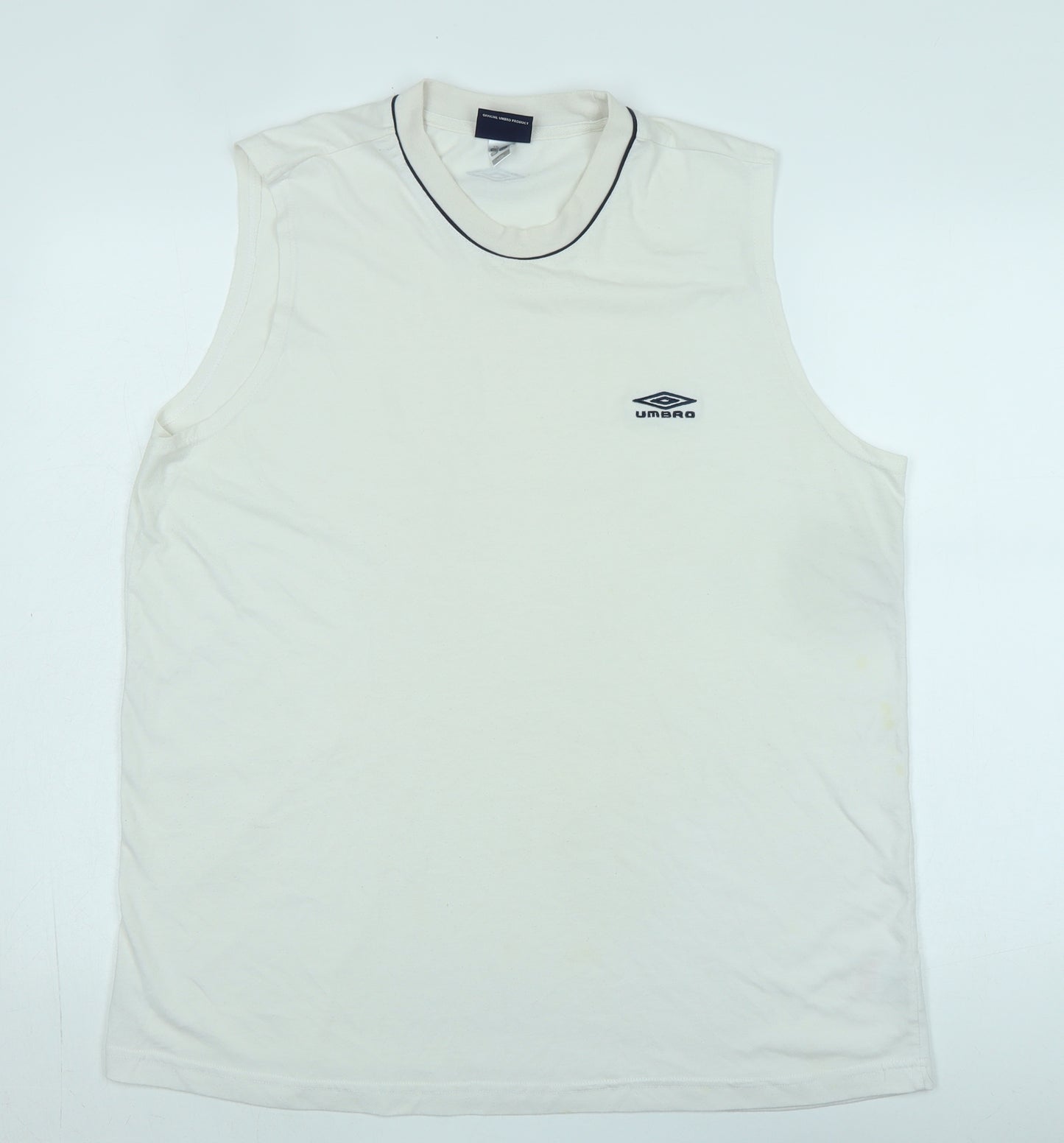 Umbro Men's White Sleeveless T-Shirt, Size L, Logo Accent