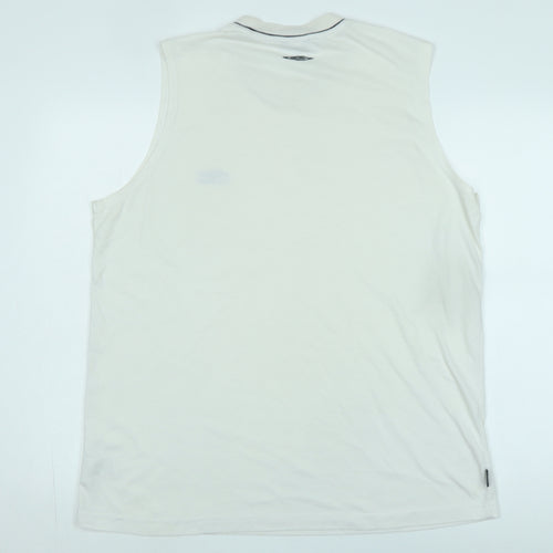 Umbro Men's White Sleeveless T-Shirt, Size L, Logo Accent