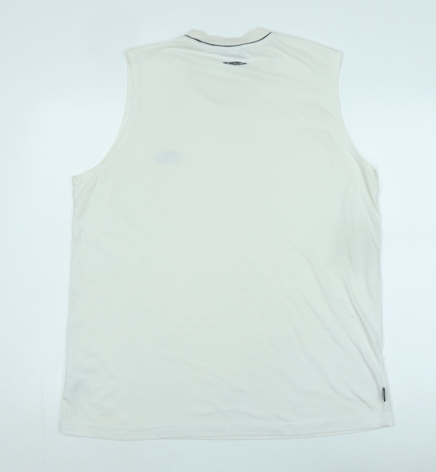 Umbro Men's White Sleeveless T-Shirt, Size L, Logo Accent