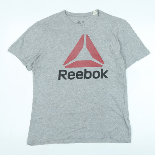 Reebok Men's Grey Logo T-Shirt, Size M, Sporty Style