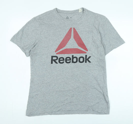 Reebok Men's Grey Logo T-Shirt, Size M, Sporty Style