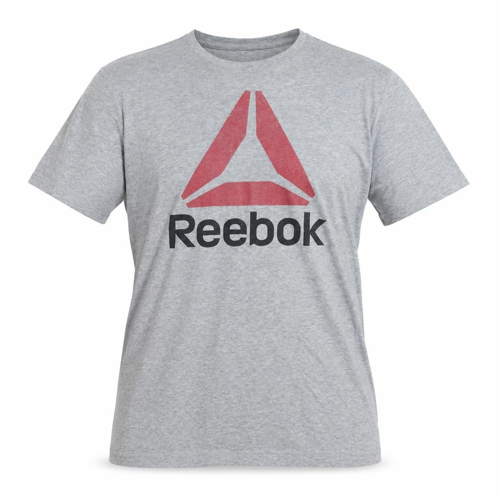 Reebok Men's Grey Logo T-Shirt, Size M, Sporty Style