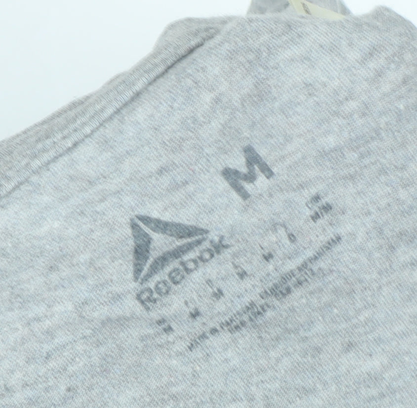 Reebok Men's Grey Logo T-Shirt, Size M, Sporty Style