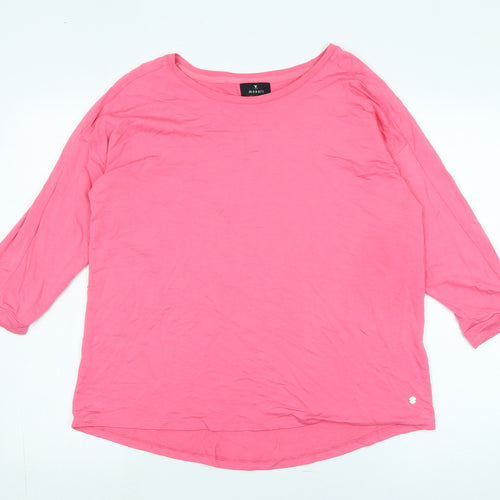 Monari Women's Pink T-Shirt Size 12 3/4 Sleeve Basic