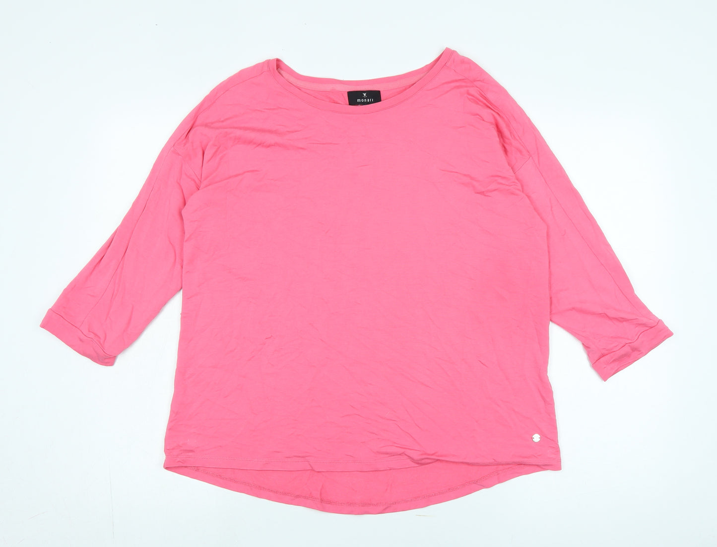 Monari Women's Pink T-Shirt Size 12 3/4 Sleeve Basic