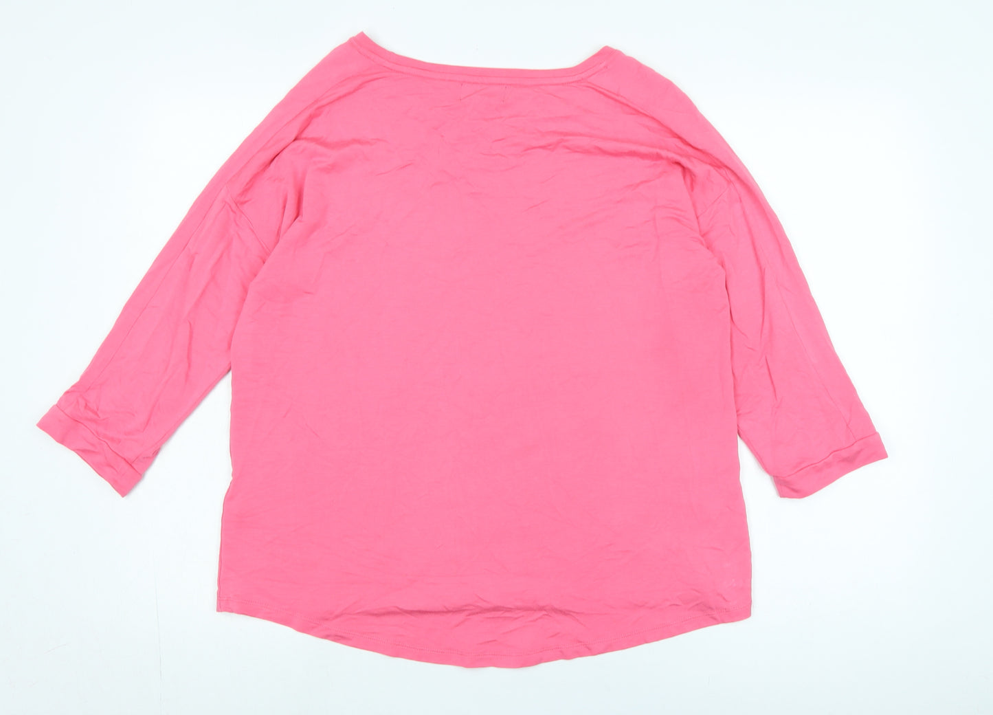 Monari Women's Pink T-Shirt Size 12 3/4 Sleeve Basic