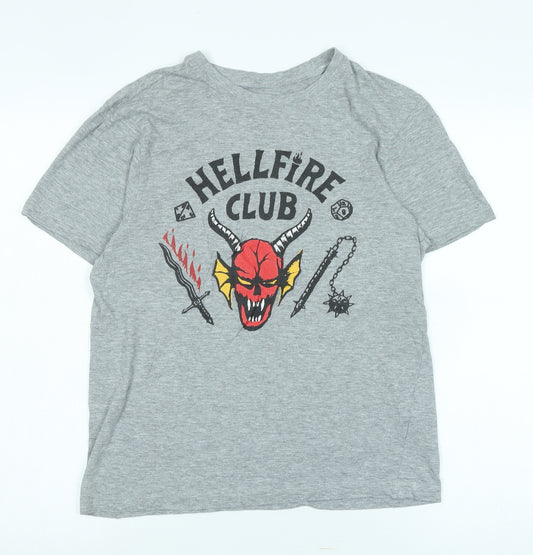 Stranger Things Hellfire Club Men's Grey T-Shirt