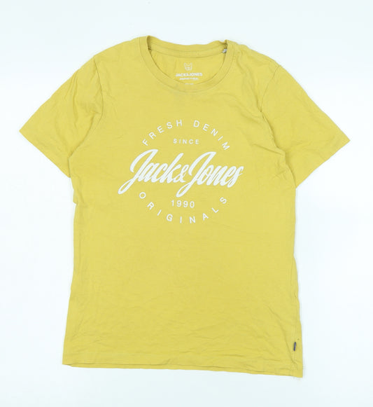 Jack & Jones Boys Yellow Graphic T-Shirt, 11-12 Years, Casual Cotton