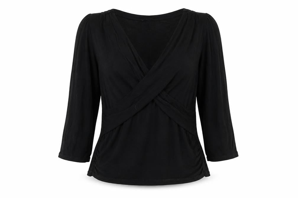 Front view of Blooming Marvellous Women's Black 8 Wrap Blouse