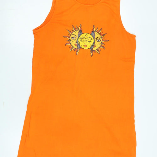 ZANZEA Women's Orange Graphic Tank Dress Size 10