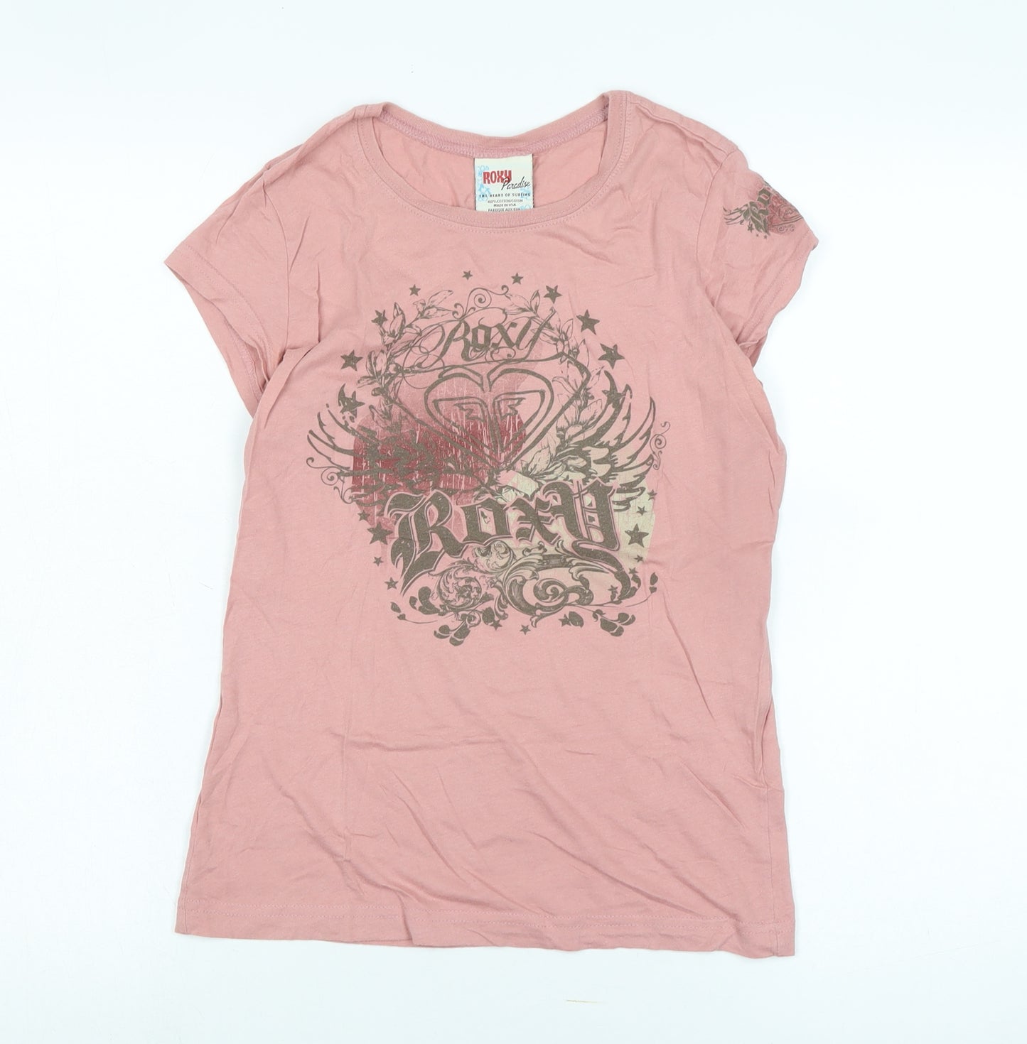 Roxy Women's Pink Graphic T-Shirt, M, Casual Style