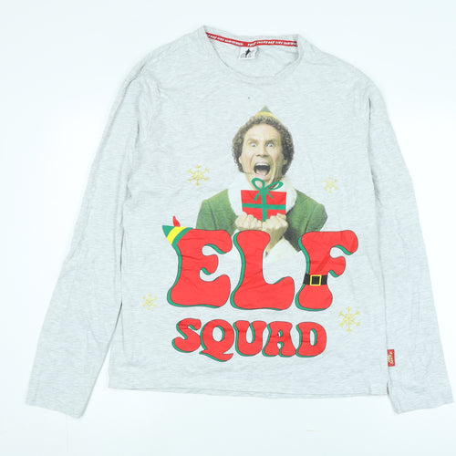 Elf Christmas Grey Men's Graphic Long Sleeve T-Shirt - M