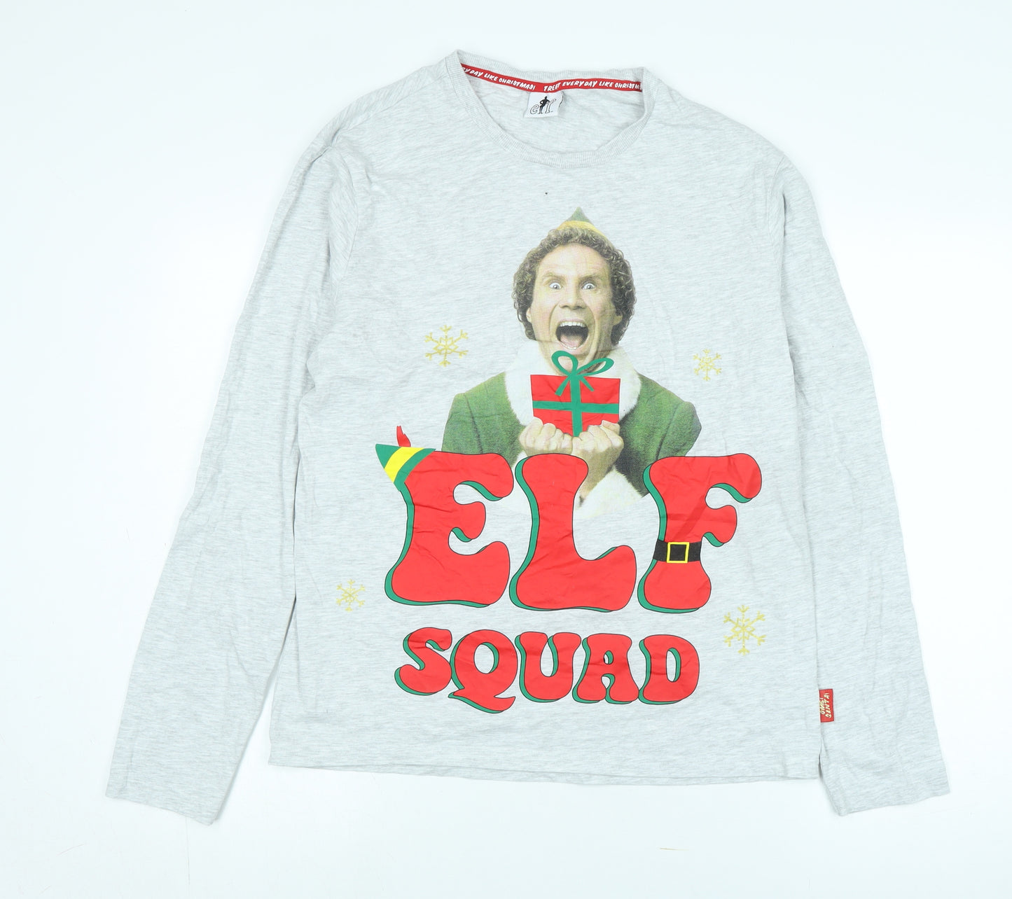 Elf Christmas Grey Men's Graphic Long Sleeve T-Shirt - M