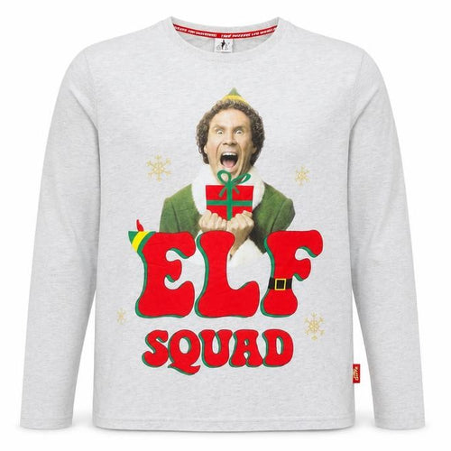 Elf Christmas Grey Men's Graphic Long Sleeve T-Shirt - M