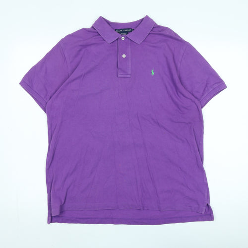 Ralph Lauren Men's Purple Polo Shirt L, Casual with Logo