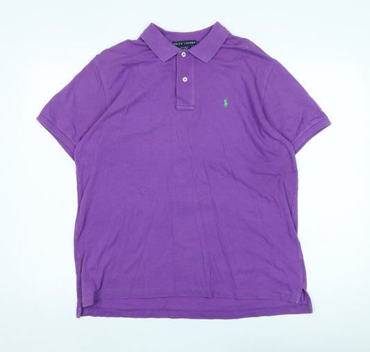 Ralph Lauren Men's Purple Polo Shirt L, Casual with Logo