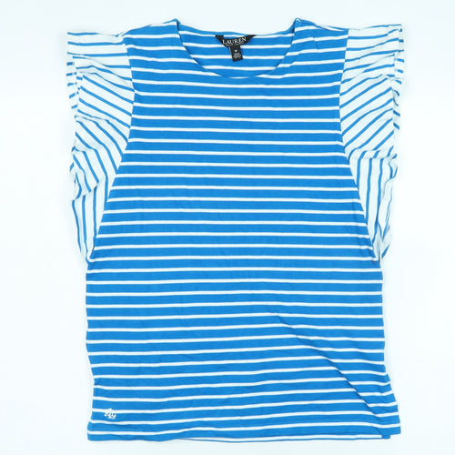 Ralph Lauren Women's Blue Striped T-Shirt, Size M