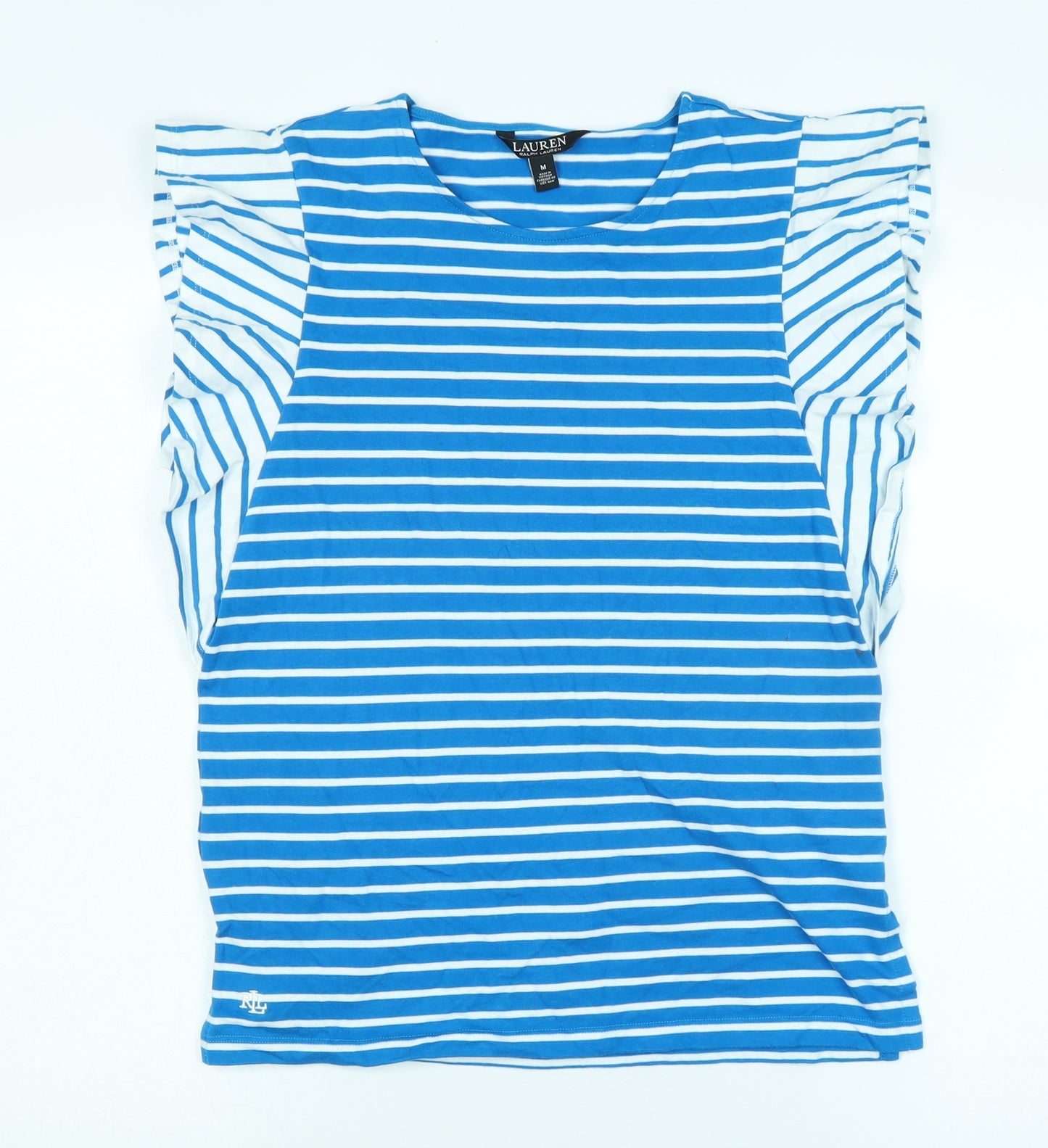 Ralph Lauren Women's Blue Striped T-Shirt, Size M