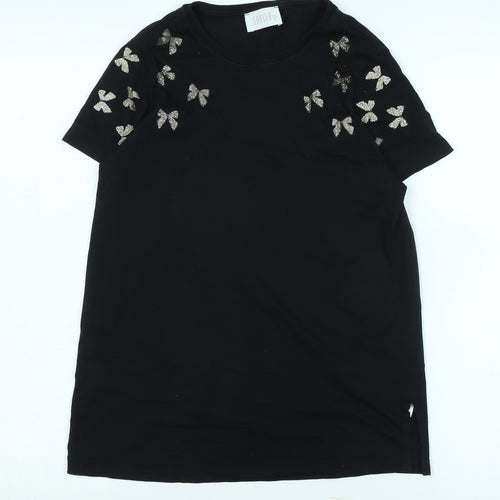 Savida Women's Black Embroidered T-Shirt Size 8