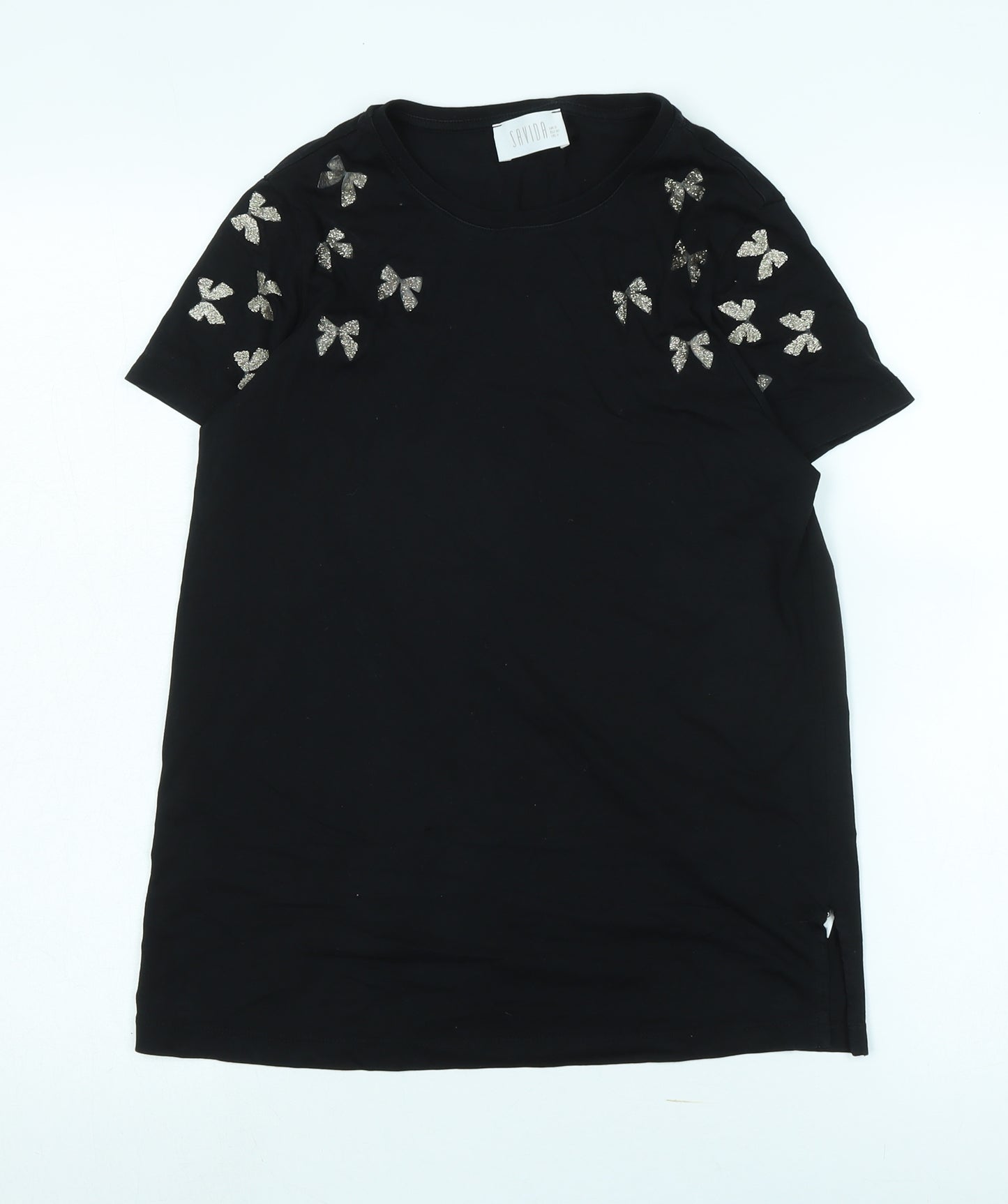 Savida Women's Black Embroidered T-Shirt Size 8