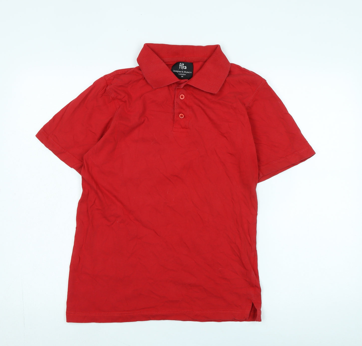 Hka Men's Red Polo Shirt M Short Sleeve Cotton