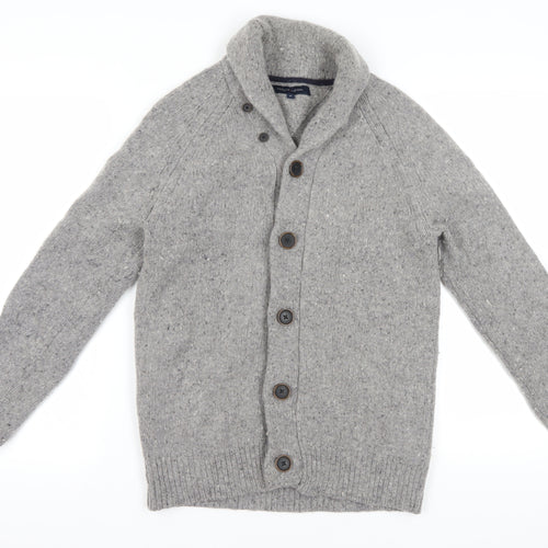 Tommy Hilfiger Men's Grey Wool Cardigan, M, Buttoned