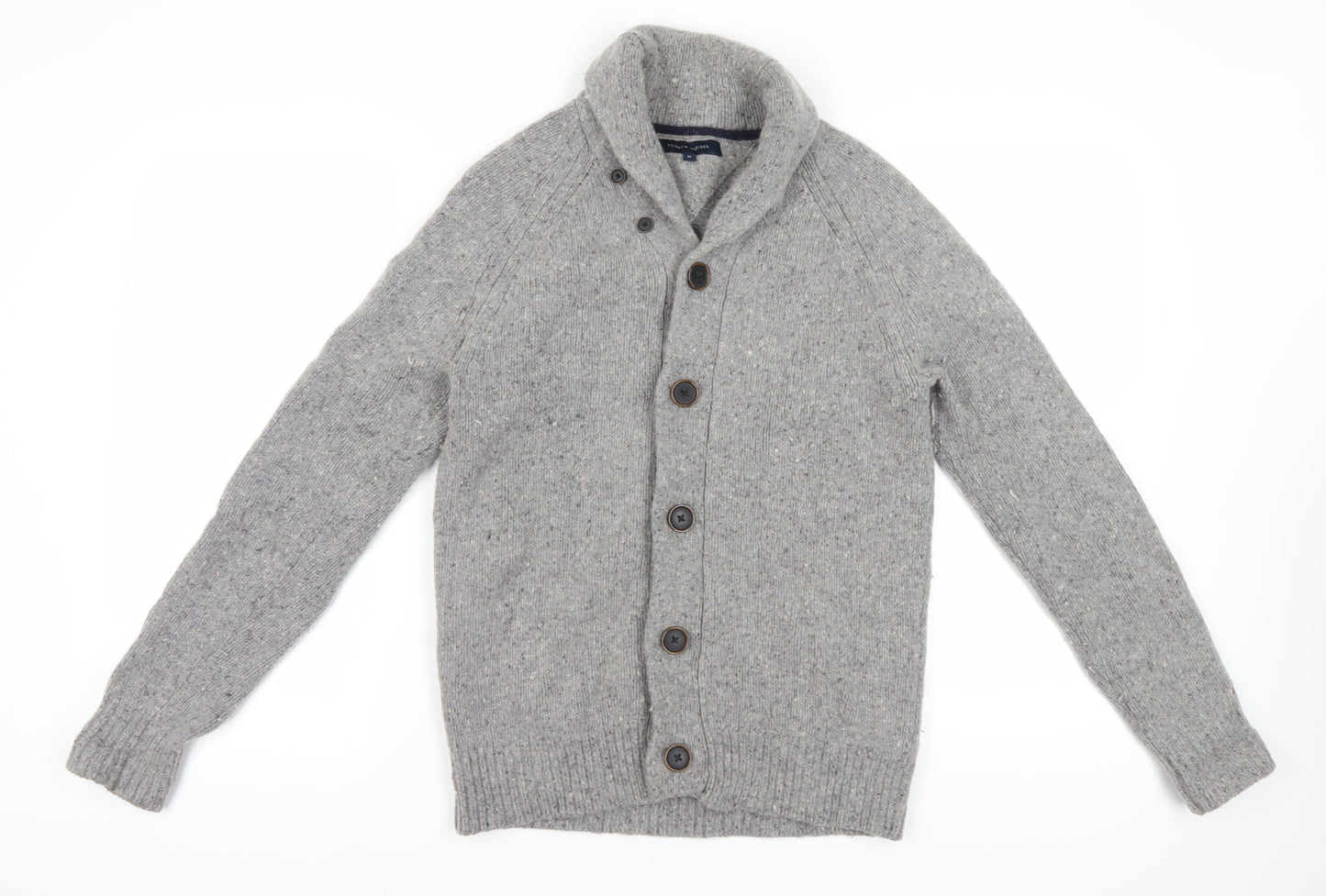 Tommy Hilfiger Men's Grey Wool Cardigan, M, Buttoned