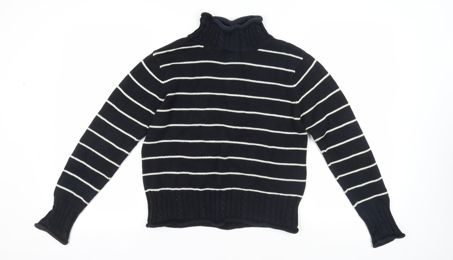 Racing Green Women's Black Cotton Striped Jumper, Size 12