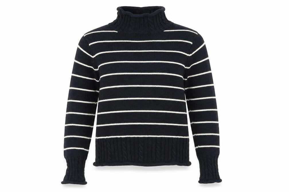 Racing Green Women's Black Cotton Striped Jumper, Size 12