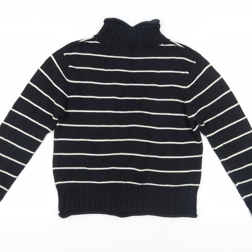 Racing Green Women's Black Cotton Striped Jumper, Size 12