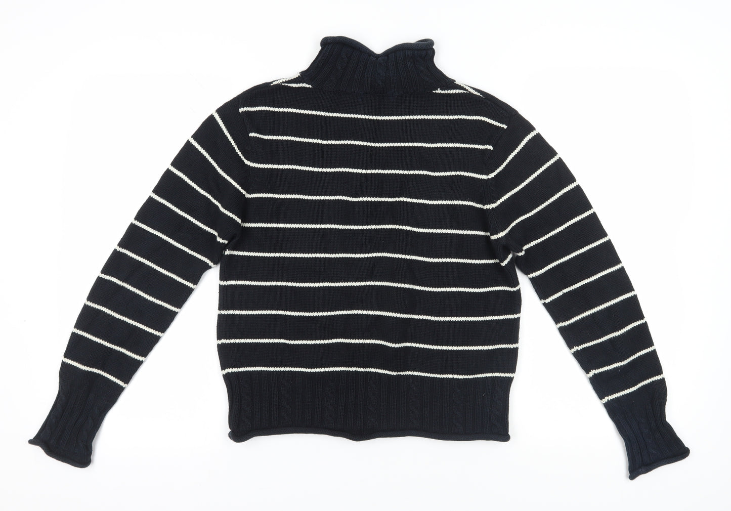 Racing Green Women's Black Cotton Striped Jumper, Size 12