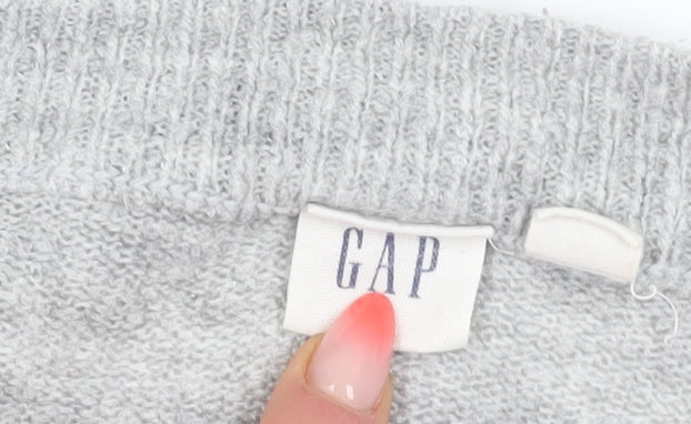 GAP Women's Grey Striped Pullover Jumper Medium