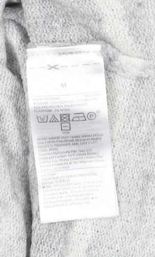 GAP Women's Grey Striped Pullover Jumper Medium