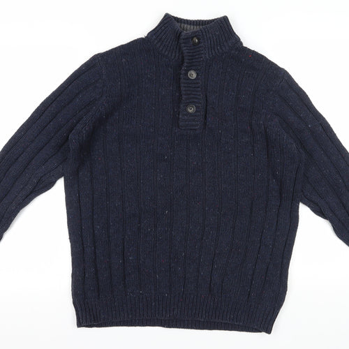 Maine New England Men's Blue Henley Jumper, Size L