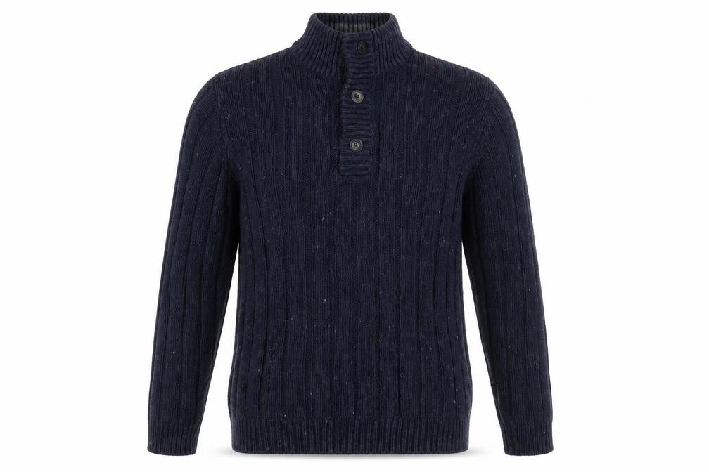 Maine New England Men's Blue Henley Jumper, Size L