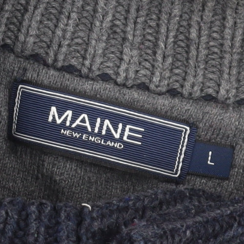 Maine New England Men's Blue Henley Jumper, Size L