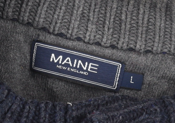 Maine New England Men's Blue Henley Jumper, Size L