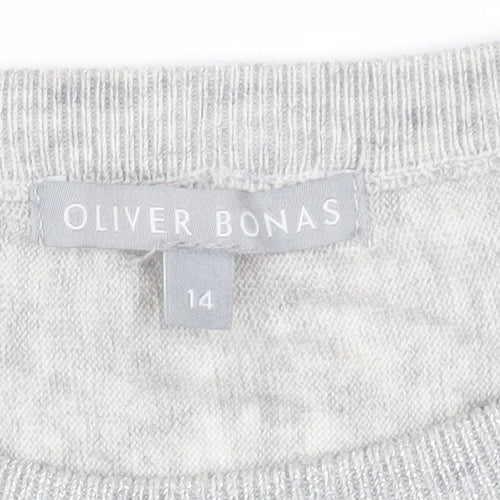 Oliver Bonas Women's Grey 3/4 Sleeve Pullover Jumper