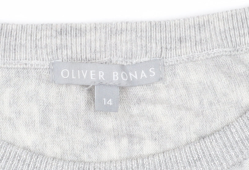 Oliver Bonas Women's Grey 3/4 Sleeve Pullover Jumper