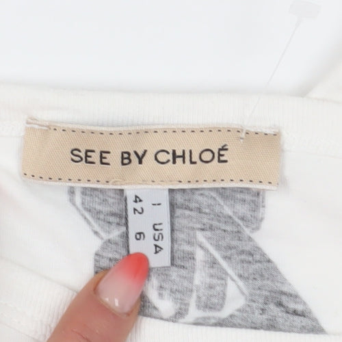 See by Chloé Women's White Basic T-Shirt Size 10
