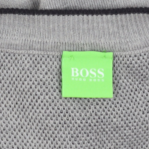 Boss Hugo Boss Grey V-Neck Men's Pullover Jumper L Knit